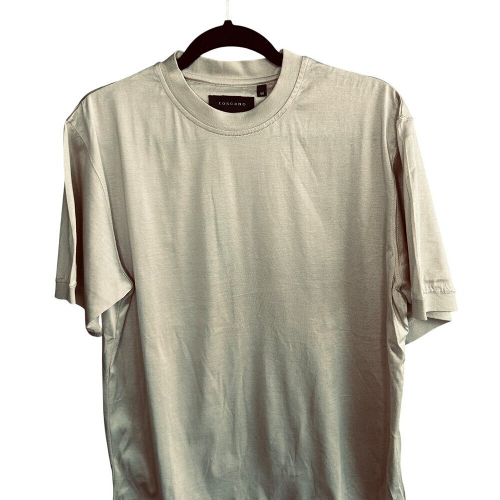 Toscano Men's Tan 100% Cotton Knit Crew Neck Pullover Shirt Size Medium NWT